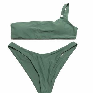 H&M One-Shoulder Bikini Set in Sage Green